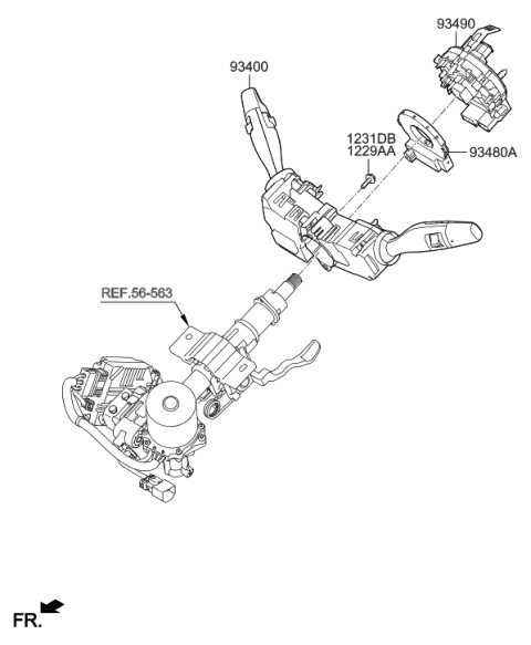 2022 Hyundai Tucson Clock Spring Contact Assembly Diagram for 93490-C1520