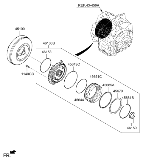 2018 Hyundai Sonata Gear-Oil Pump Driven Diagram for 46151-3B610