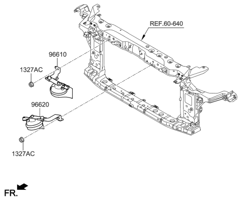 2018 Hyundai Sonata Horn Assembly-Low Pitch Diagram for 96611-C1000