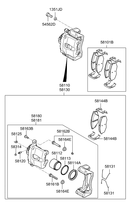 2018 Hyundai Sonata Front Wheel Brake Diagram