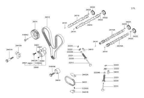 2004 Hyundai Tiburon Camshaft & Valve Diagram 1