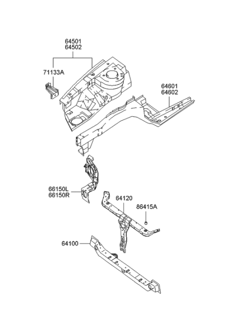 2001 Hyundai Tiburon New Body Style Fender Apron & Radiator Support Panel Diagram