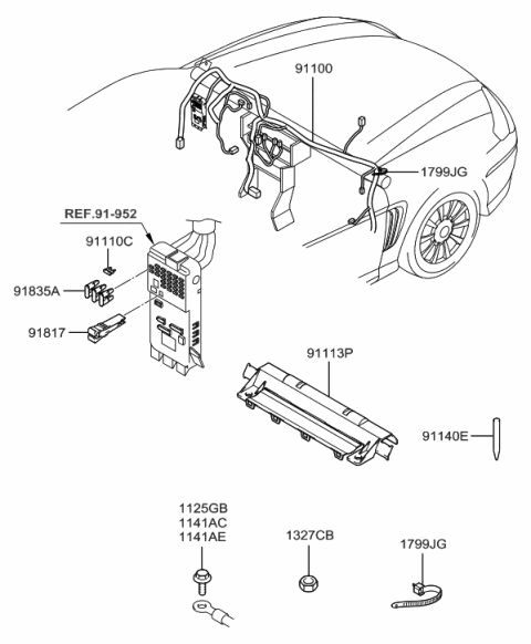 2006 Hyundai Tiburon Wiring Assembly-Main Diagram for 91157-2C201