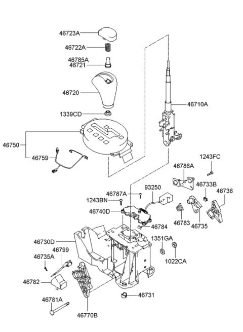 2015 Hyundai Santa Fe Indicator Assembly-Shift Lever Diagram for 46750-2C100