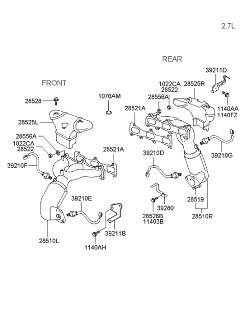 2015 Hyundai Santa Fe Sensor Assembly-Oxygen,RH Diagram for 39210-37151
