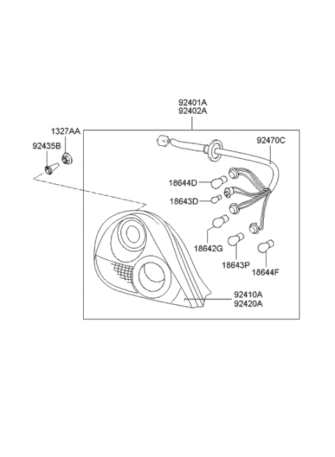 2003 Hyundai Tiburon Lens & Housing-Rear Combination Lamp,LH Diagram for 92410-2C510