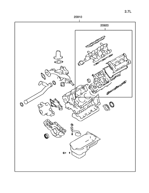 2006 Hyundai Tiburon Gasket Kit-Engine Overhaul Diagram for 20910-37D00