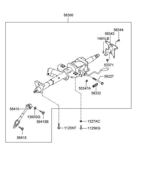 2010 Hyundai Santa Fe Column & Shaft Assembly-Steering Diagram for 56300-2C200
