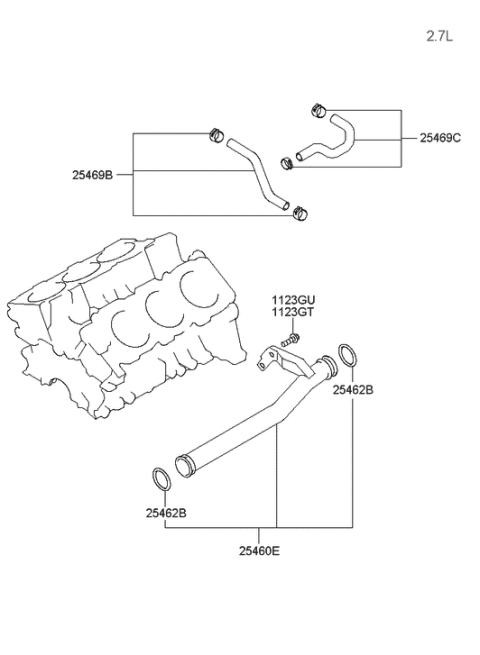 2006 Hyundai Tiburon Old Body Style Coolant Pipe & Hose Diagram 2