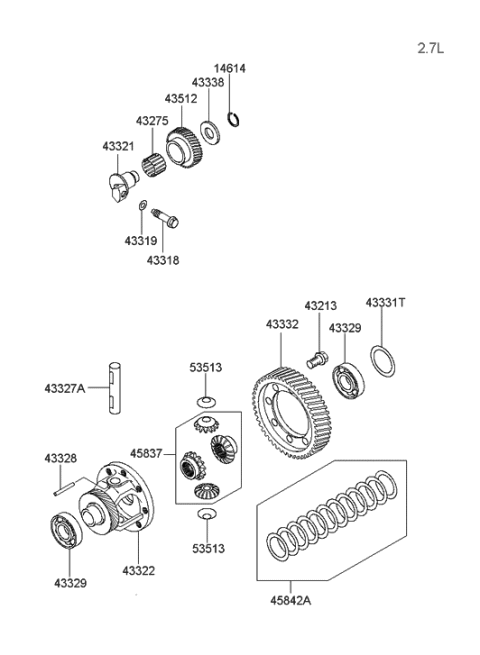 2001 Hyundai Tiburon New Body Style Transaxle Gear (5SPEED MTA) Diagram 4