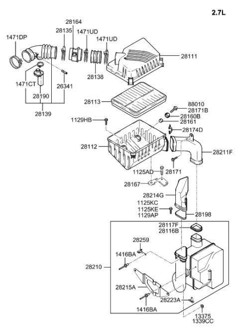 2004 Hyundai Tiburon Air Cleaner Diagram 2