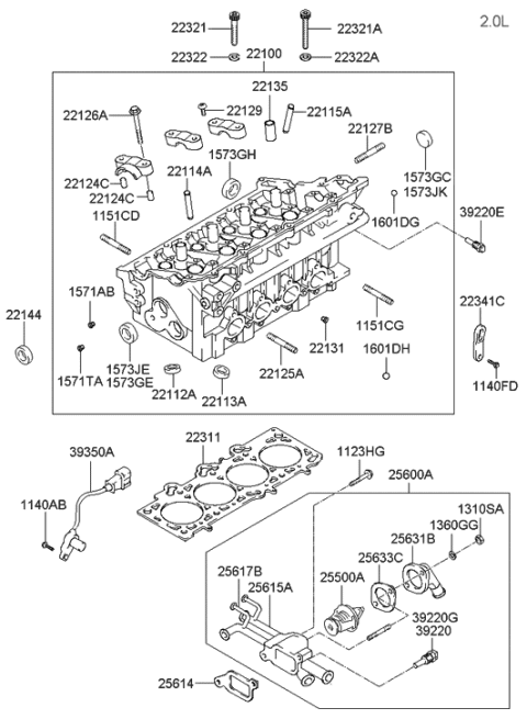 2006 Hyundai Tiburon Old Body Style Cylinder Head Diagram 2