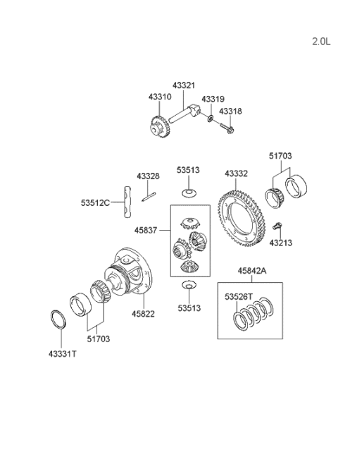 2001 Hyundai Tiburon New Body Style Transaxle Gear (5SPEED MTA) Diagram 2