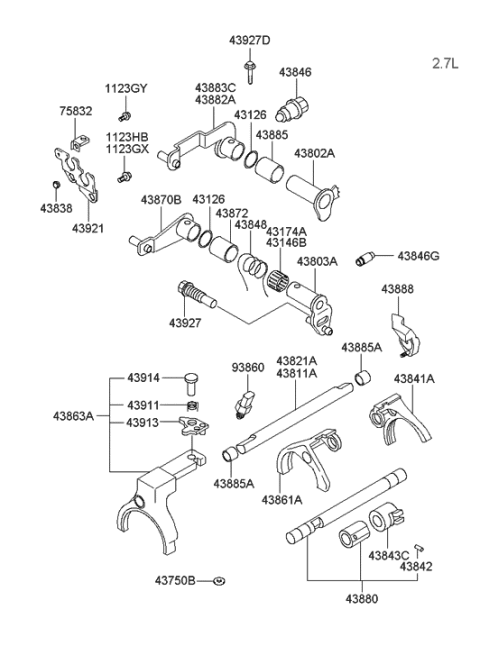 2013 Hyundai Santa Fe Lever-Select Diagram for 43870-28520