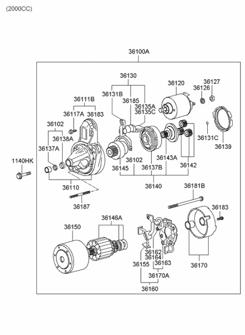 2001 Hyundai Tiburon New Body Style Starter Diagram 1