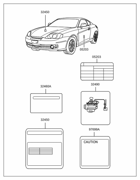 2001 Hyundai Tiburon New Body Style Label Diagram