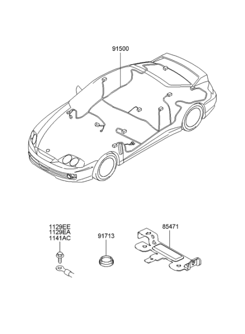 2004 Hyundai Tiburon Wiring Assembly-Floor Diagram for 91500-2C010