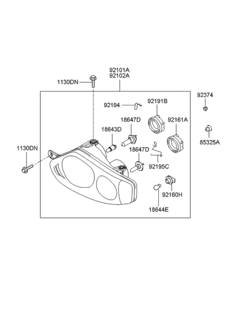2006 Hyundai Tiburon Old Body Style Head Lamp Diagram 1