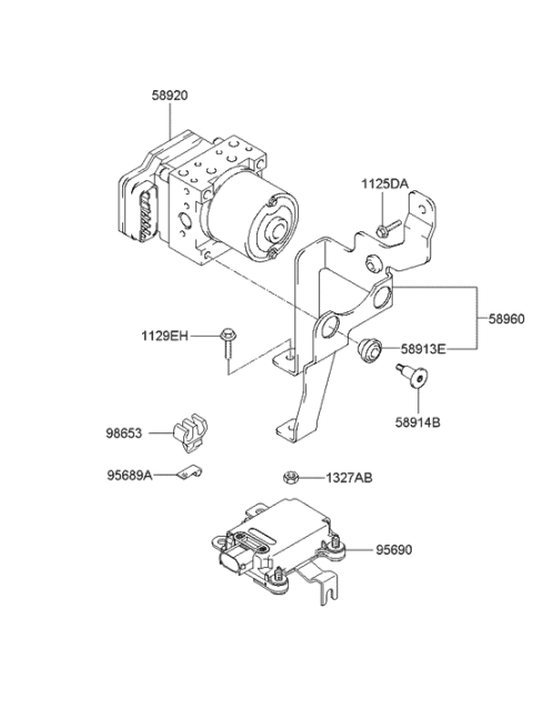 2002 Hyundai Tiburon Abs Assembly Diagram for 58920-2C010