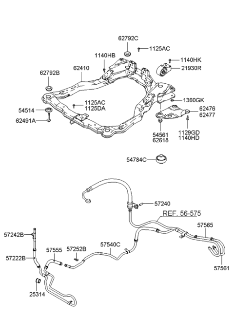 2001 Hyundai Tiburon Front Suspension Crossmember Diagram