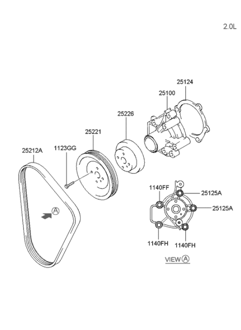 2001 Hyundai Tiburon New Body Style Coolant Pump Diagram 1