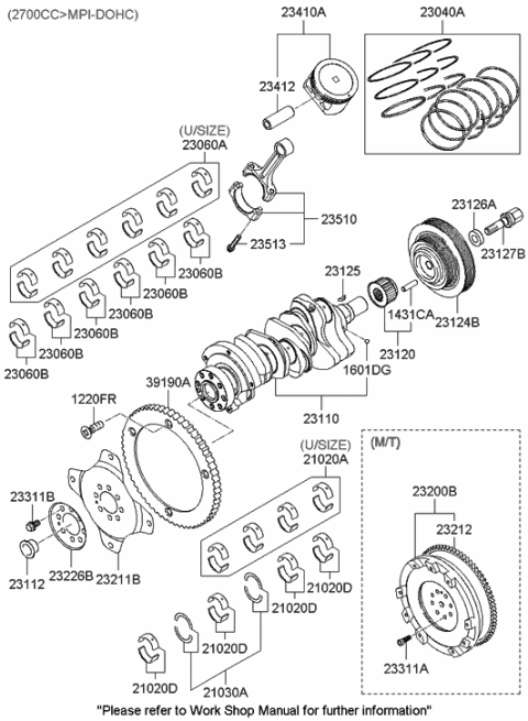 2005 Hyundai Tiburon Crankshaft & Piston Diagram 2