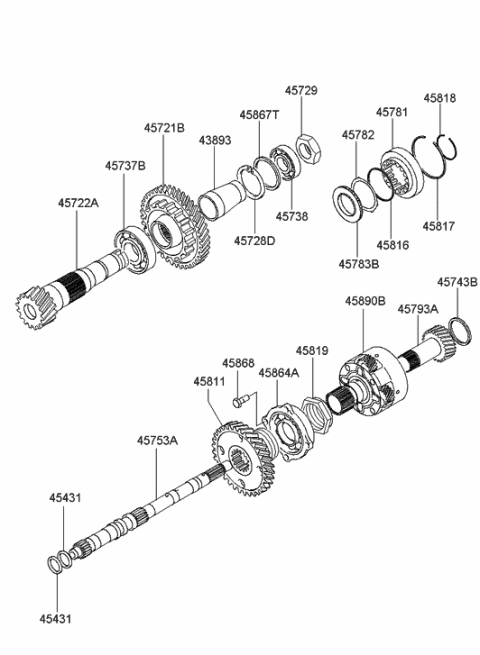 2012 Hyundai Santa Fe Shaft-Input Diagram for 45753-39000