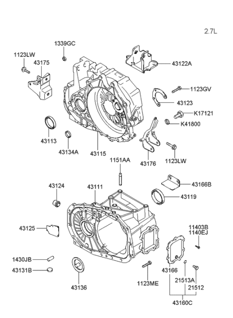 2004 Hyundai Tiburon Transaxle Case (MTA) Diagram 3
