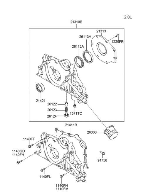 2005 Hyundai Tiburon Front Case Diagram 1