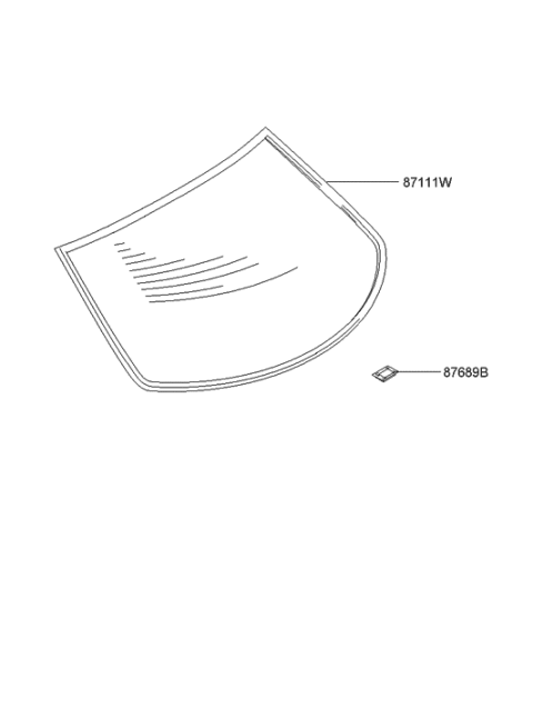 2001 Hyundai Tiburon New Body Style Rear Window Glass & Moulding Diagram
