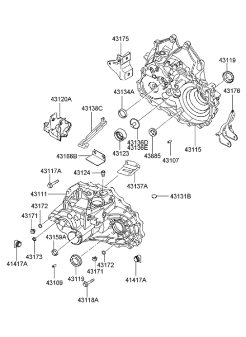2006 Hyundai Tiburon Old Body Style Transaxle Case (MTA) Diagram 3