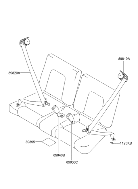 2006 Hyundai Tiburon 2Nd Rear Left Seat Belt Assembly Diagram for 89810-2C500-LK