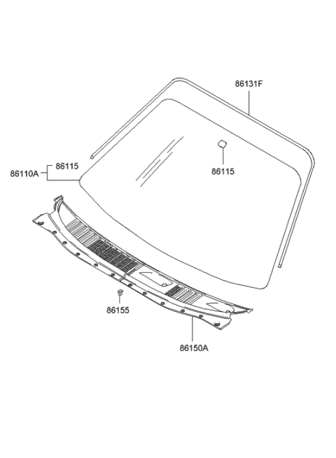 2002 Hyundai Tiburon Windshield Glass Diagram