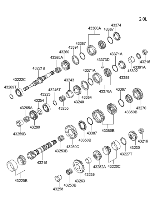 2001 Hyundai Tiburon New Body Style Transaxle Gear (5SPEED MTA) Diagram 1