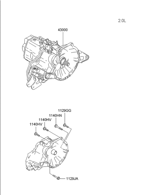 2001 Hyundai Tiburon New Body Style Transaxle (MTA) Diagram 1