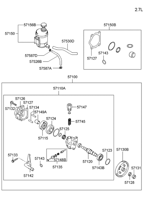 2015 Hyundai Santa Fe Reservoir Assembly-Power Steering Diagram for 57150-2C200