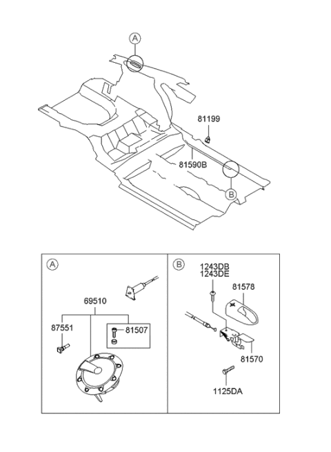 2006 Hyundai Tiburon Catch & Cable Assembly-Fuel Filler Diagram for 81590-2C000