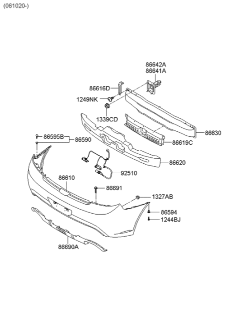 2006 Hyundai Tiburon Old Body Style Rear Bumper Diagram 3