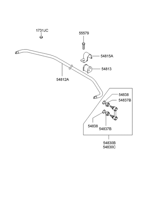 2002 Hyundai Tiburon Bracket-Stabilizer Bar Diagram for 54815-2D000