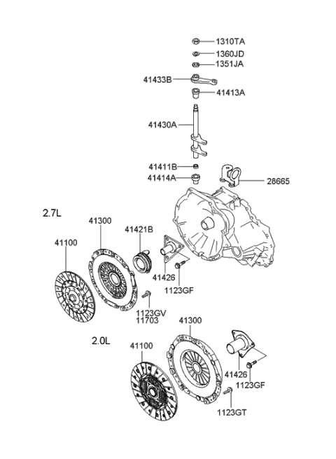 2001 Hyundai Tiburon Clutch & Release Fork (MTA) Diagram 1