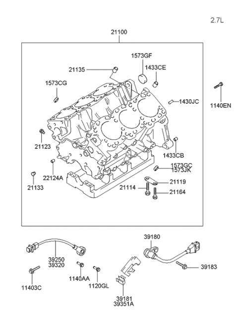 2010 Hyundai Santa Fe Sensor-Crankshaft Position Diagram for 39180-37150