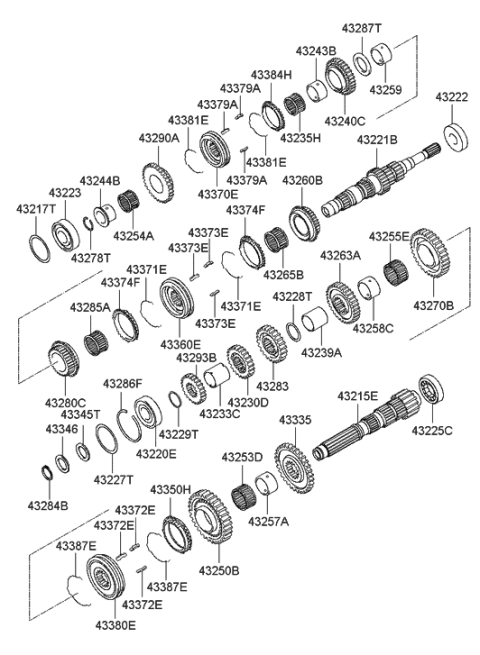 2001 Hyundai Tiburon New Body Style Transaxle Gear (6SPEED MTA) Diagram 1
