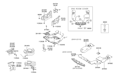 2006 Hyundai Tiburon Mud Gaurd Diagram