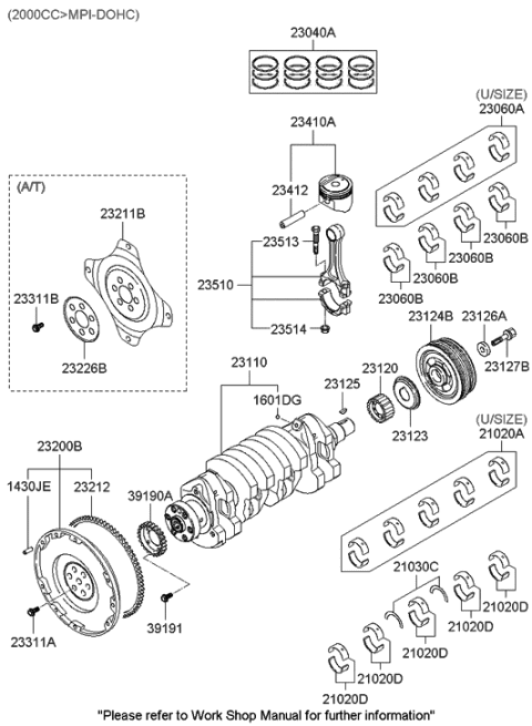 2001 Hyundai Tiburon New Body Style Crankshaft & Piston Diagram 1