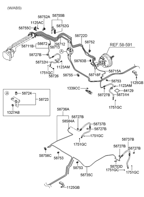 2004 Hyundai Tiburon Clip-Brake Fluid Line Diagram for 58752-2C300