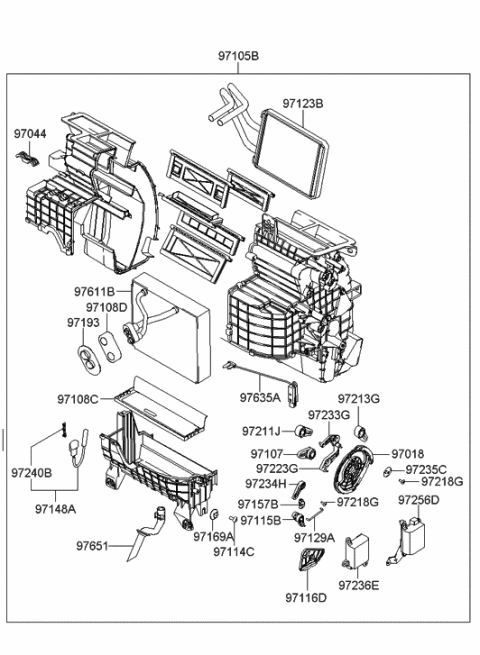 2010 Hyundai Santa Fe Core & Seal Assembly-Heater Diagram for 97138-2D000