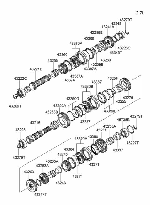 2006 Hyundai Tiburon Gear-Counter Shaft Cluster Diagram for 43215-39630