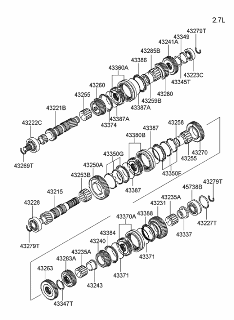2001 Hyundai Tiburon New Body Style Transaxle Gear (5SPEED MTA) Diagram 3