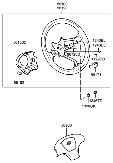2014 Hyundai Santa Fe Steering Wheel Assembly Diagram for 56110-2C320-LK