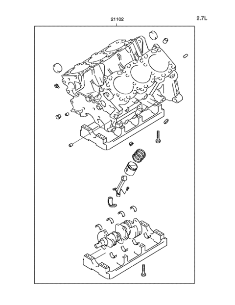 2004 Hyundai Tiburon Short Engine Assy Diagram 2